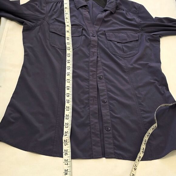 ExOfficio Button Up Shirt Vented Long Sleeve Sz M  Purple Women's Zip Po… - Picture 7 of 11